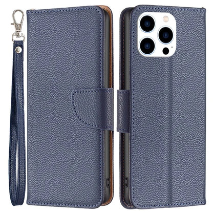 For iPhone 16 Pro Max Case Wallet Litchi Texture Leather Phone Cover