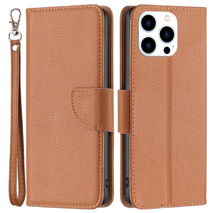For iPhone 16 Pro Max Case Wallet Litchi Texture Leather Phone Cover