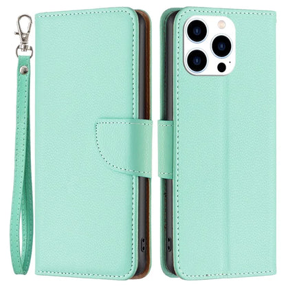 For iPhone 16 Pro Max Case Wallet Litchi Texture Leather Phone Cover