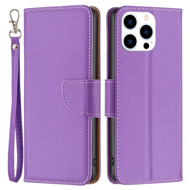 For iPhone 16 Pro Max Case Wallet Litchi Texture Leather Phone Cover