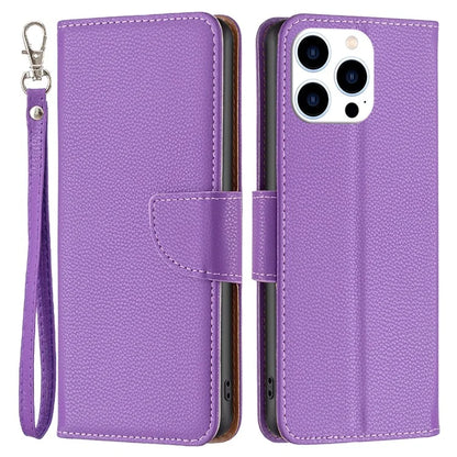 For iPhone 16 Pro Max Case Wallet Litchi Texture Leather Phone Cover