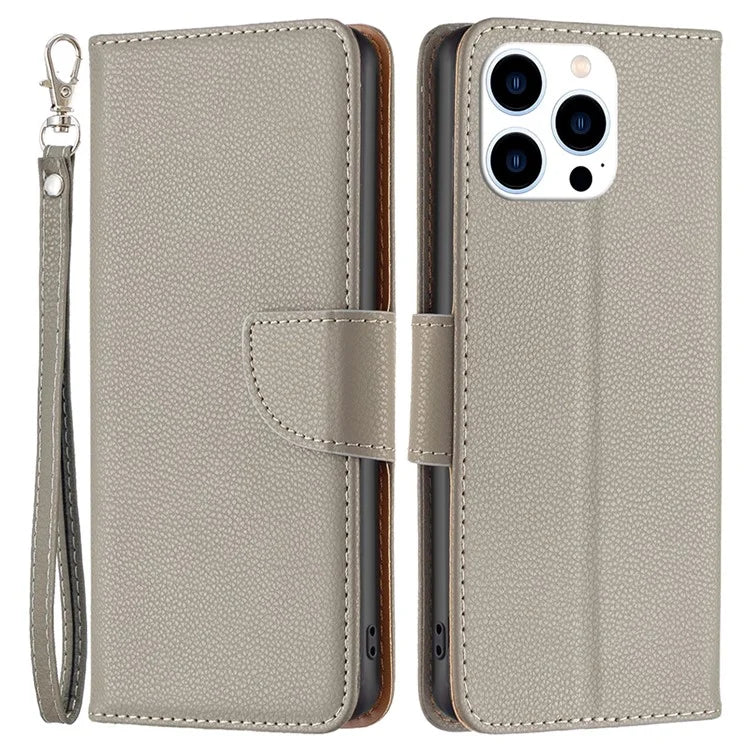 For iPhone 16 Pro Max Case Wallet Litchi Texture Leather Phone Cover