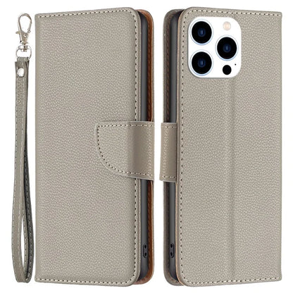 For iPhone 16 Pro Max Case Wallet Litchi Texture Leather Phone Cover
