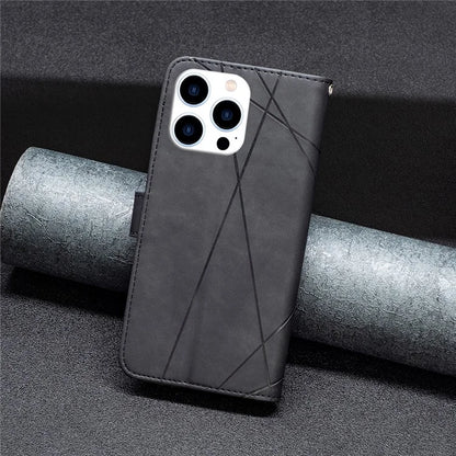 BINFEN COLOR BF05 For iPhone 16 Pro Max Wallet Case Leather Phone Cover Geometric Imprint