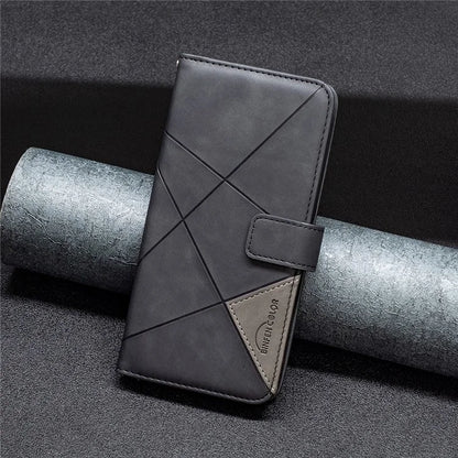 BINFEN COLOR BF05 For iPhone 16 Pro Max Wallet Case Leather Phone Cover Geometric Imprint