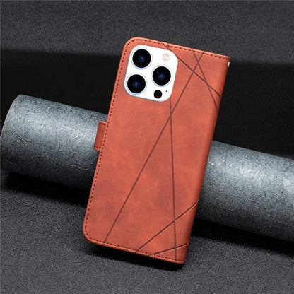 BINFEN COLOR BF05 For iPhone 16 Pro Max Wallet Case Leather Phone Cover Geometric Imprint