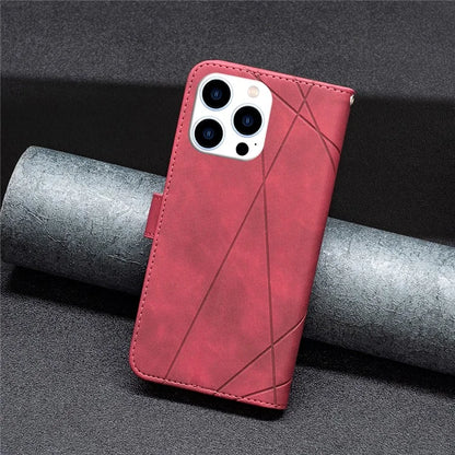 BINFEN COLOR BF05 For iPhone 16 Pro Max Wallet Case Leather Phone Cover Geometric Imprint