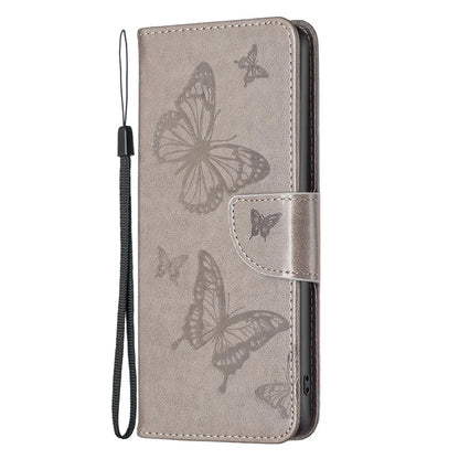 For iPhone 16 Pro Case Butterfly Pattern Leather Phone Cover with Wrist Strap