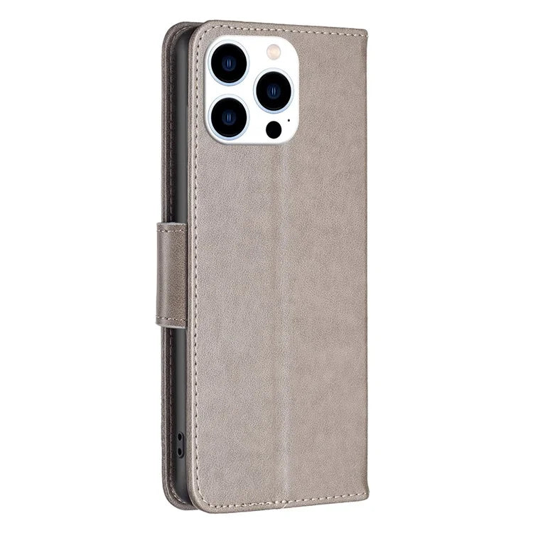For iPhone 16 Pro Case Butterfly Pattern Leather Phone Cover with Wrist Strap