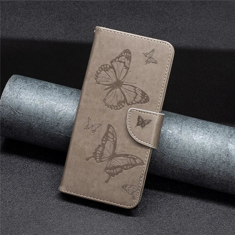 For iPhone 16 Pro Case Butterfly Pattern Leather Phone Cover with Wrist Strap
