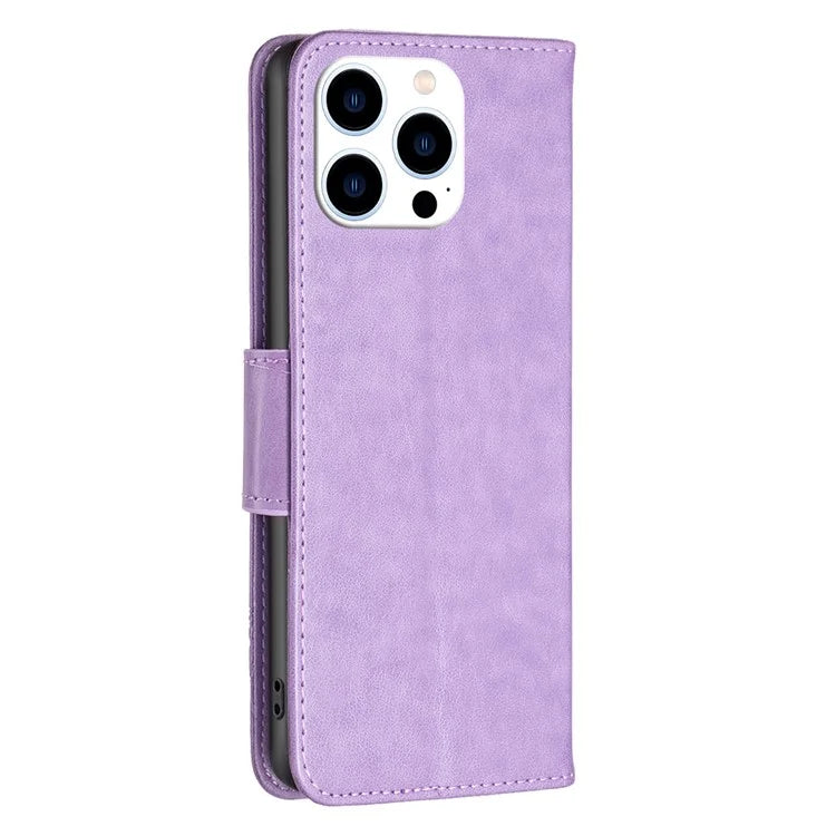 For iPhone 16 Pro Case Butterfly Pattern Leather Phone Cover with Wrist Strap