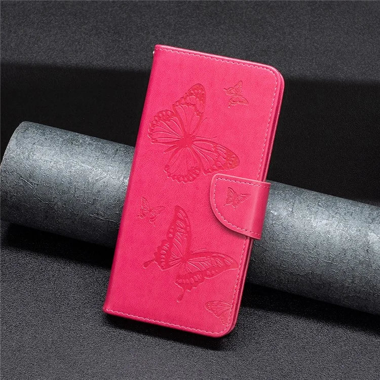 For iPhone 16 Pro Case Butterfly Pattern Leather Phone Cover with Wrist Strap