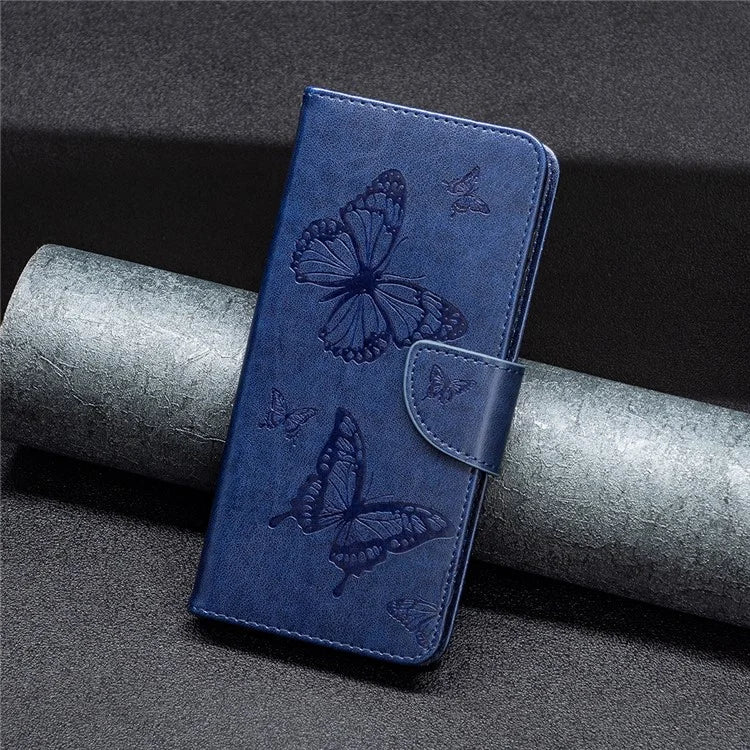 For iPhone 16 Pro Case Butterfly Pattern Leather Phone Cover with Wrist Strap