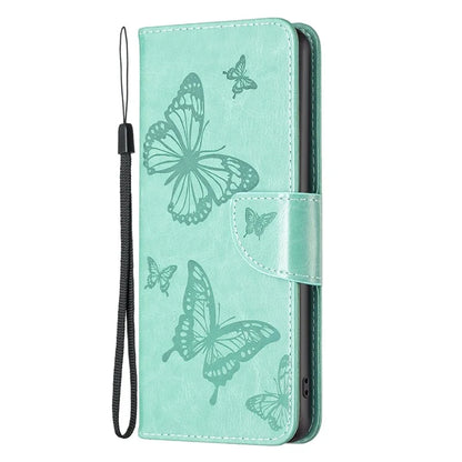 For iPhone 16 Pro Case Butterfly Pattern Leather Phone Cover with Wrist Strap