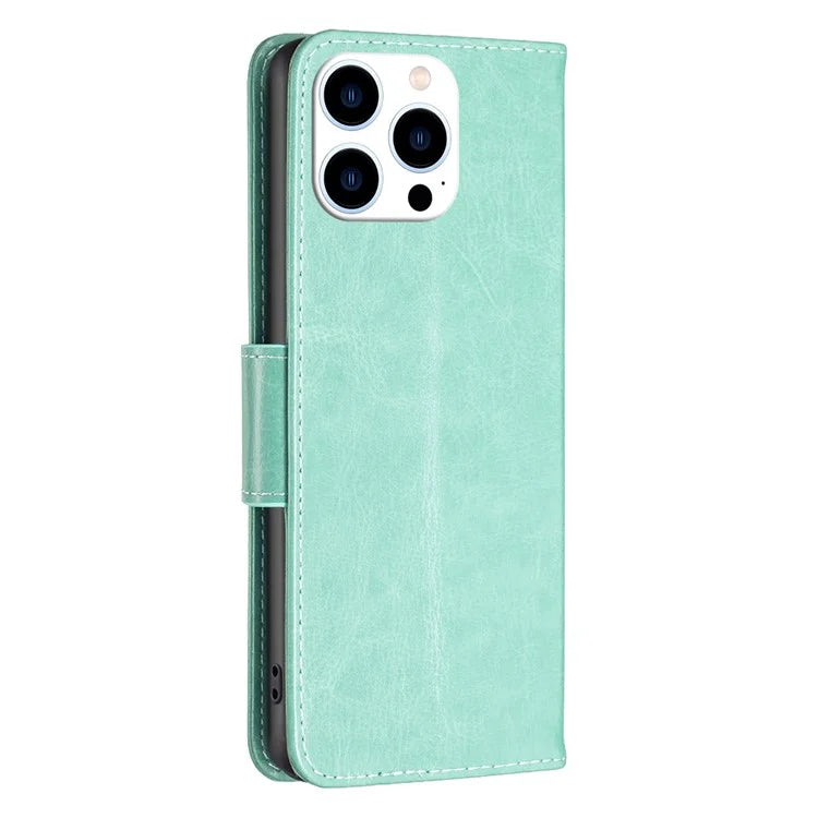 For iPhone 16 Pro Case Butterfly Pattern Leather Phone Cover with Wrist Strap