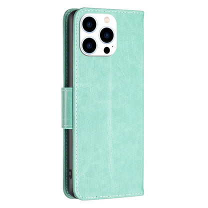 For iPhone 16 Pro Case Butterfly Pattern Leather Phone Cover with Wrist Strap