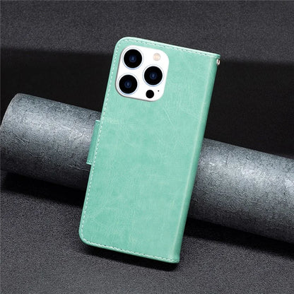 For iPhone 16 Pro Case Butterfly Pattern Leather Phone Cover with Wrist Strap