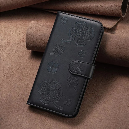 For iPhone 16 Pro Case Lucky Clover Pattern Leather Phone Cover