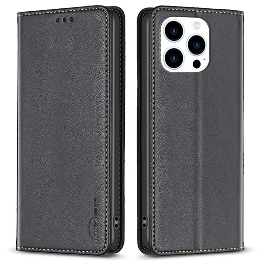 BINFEN COLOR BF18 For iPhone 16 Pro Case Card Slots PU Leather Phone Cover