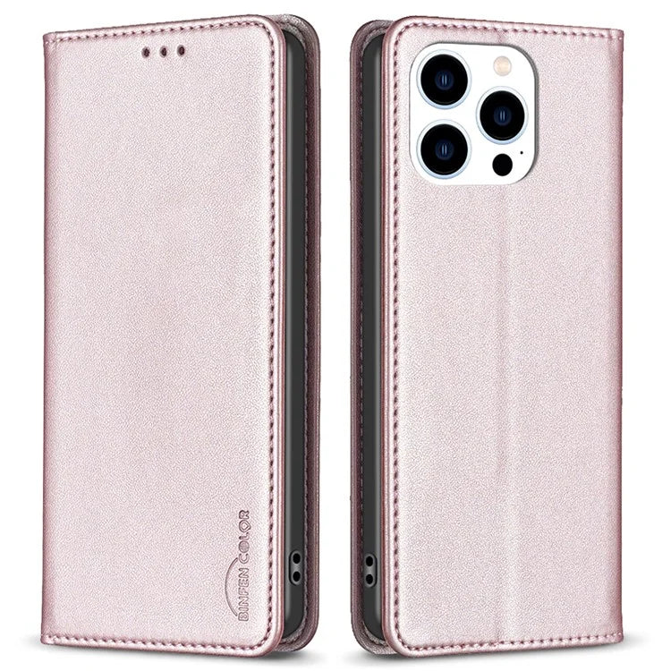 BINFEN COLOR BF18 For iPhone 16 Pro Case Card Slots PU Leather Phone Cover