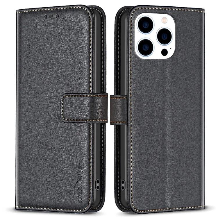 BINFEN COLOR BF17 For iPhone 16 Pro Case Flip Leather Wallet Phone Cover
