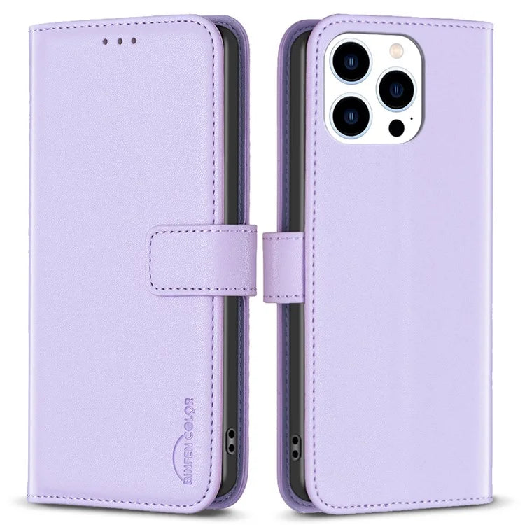 BINFEN COLOR BF17 For iPhone 16 Pro Case Flip Leather Wallet Phone Cover