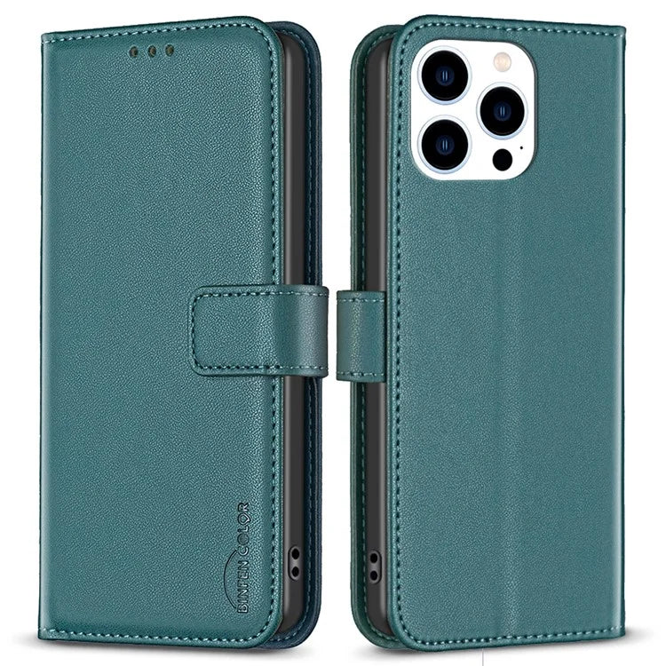 BINFEN COLOR BF17 For iPhone 16 Pro Case Flip Leather Wallet Phone Cover