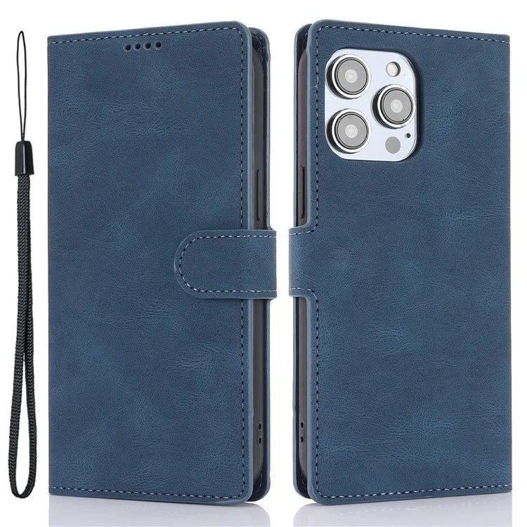 For iPhone 16 Plus Case PU Leather Wallet Phone Cover with Hand Strap
