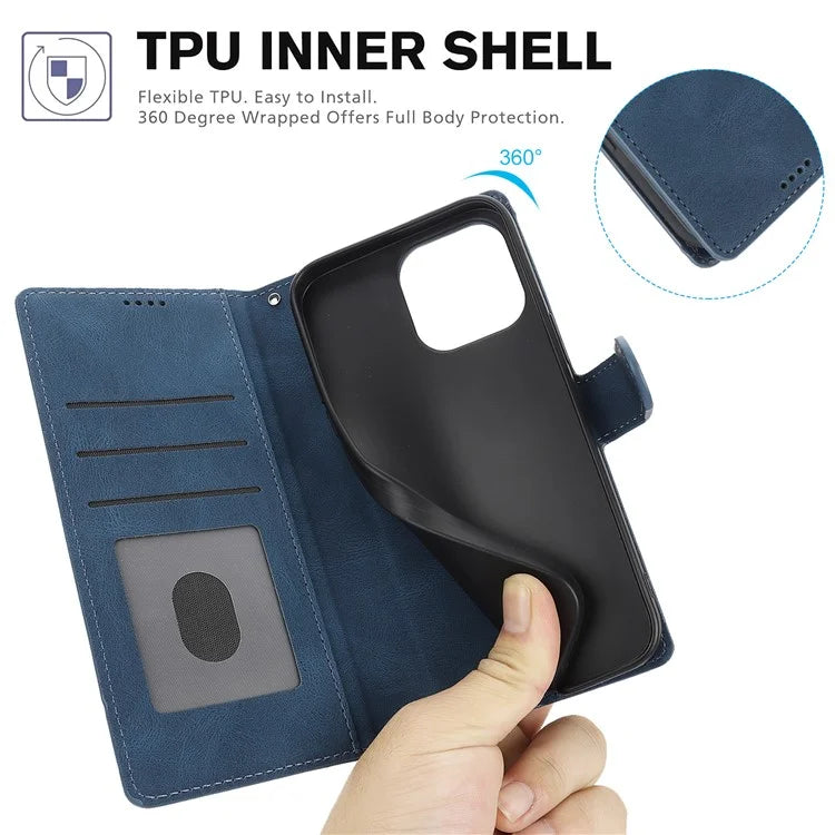 For iPhone 16 Plus Case PU Leather Wallet Phone Cover with Hand Strap