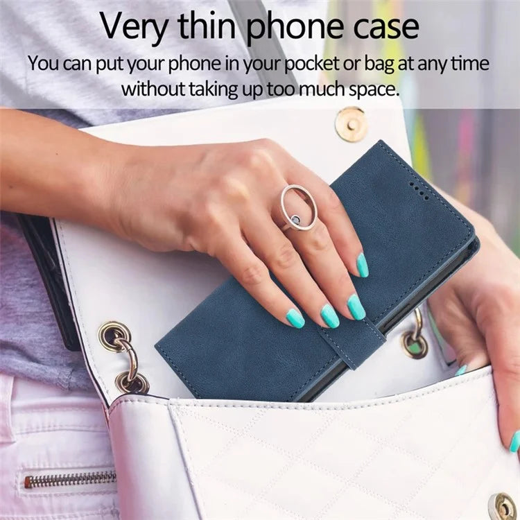 For iPhone 16 Plus Case PU Leather Wallet Phone Cover with Hand Strap