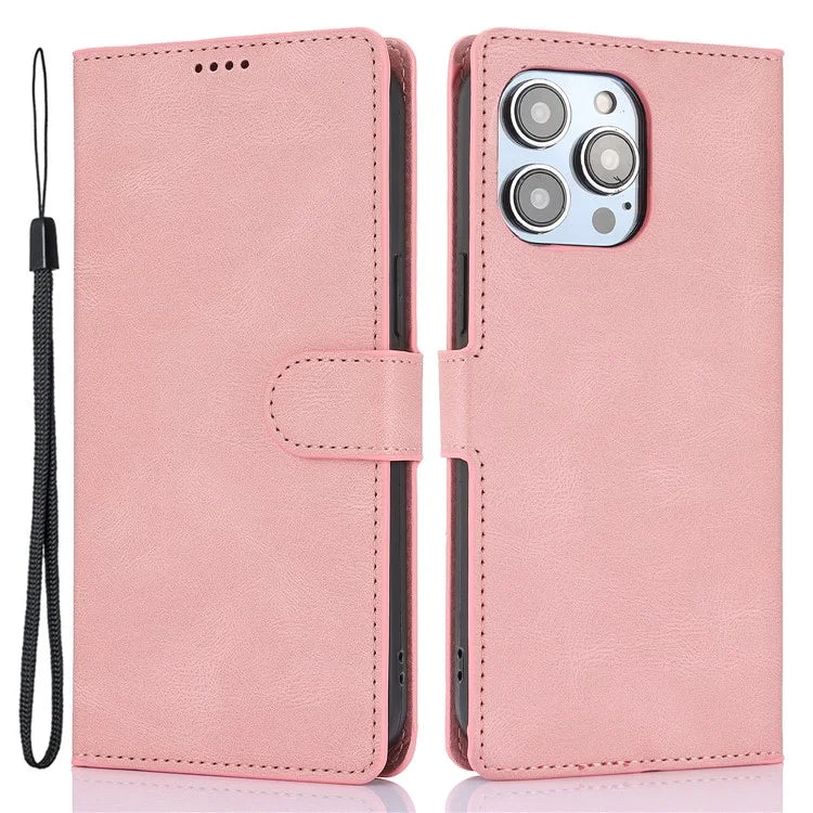 For iPhone 16 Plus Case PU Leather Wallet Phone Cover with Hand Strap