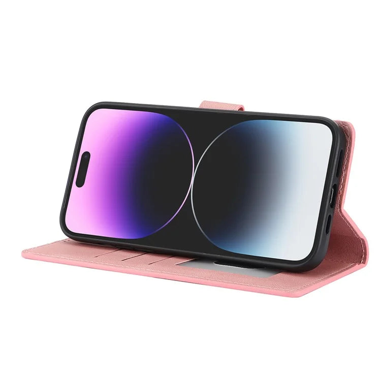 For iPhone 16 Plus Case PU Leather Wallet Phone Cover with Hand Strap