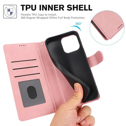 For iPhone 16 Plus Case PU Leather Wallet Phone Cover with Hand Strap