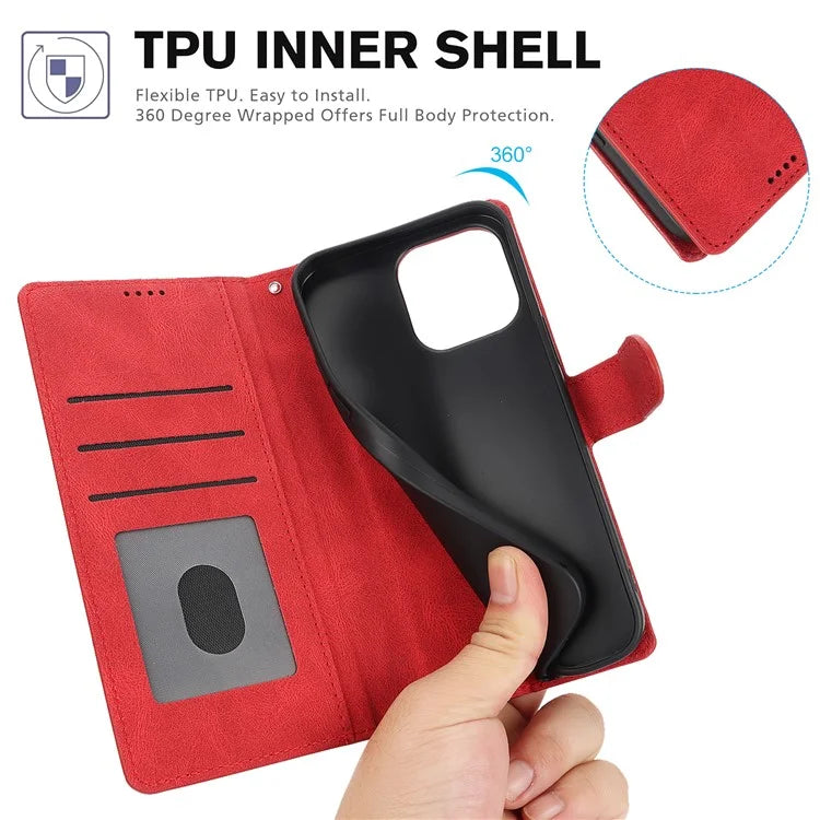 For iPhone 16 Plus Case PU Leather Wallet Phone Cover with Hand Strap