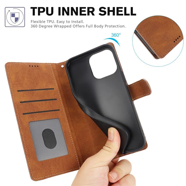 For iPhone 16 Plus Case PU Leather Wallet Phone Cover with Hand Strap