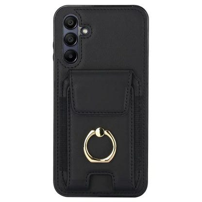 For Samsung Galaxy A15 4G / A15 5G Case Ring Kickstand Leather+TPU Cover with Card Holder
