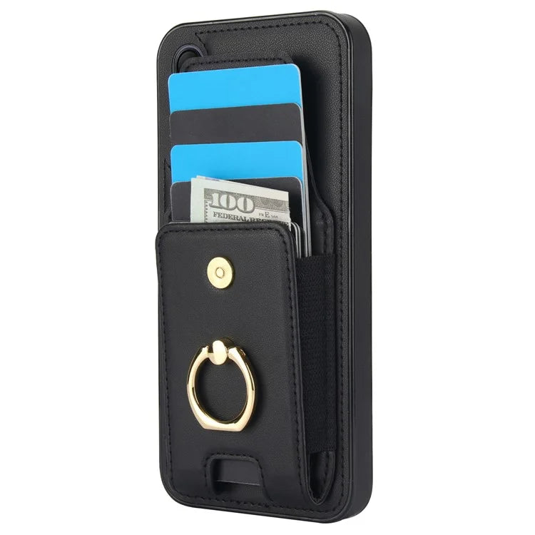 For Samsung Galaxy A15 4G / A15 5G Case Ring Kickstand Leather+TPU Cover with Card Holder