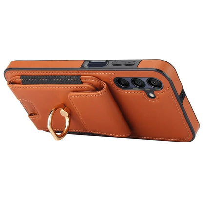 For Samsung Galaxy A15 4G / A15 5G Case Ring Kickstand Leather+TPU Cover with Card Holder