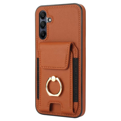 For Samsung Galaxy A15 4G / A15 5G Case Ring Kickstand Leather+TPU Cover with Card Holder