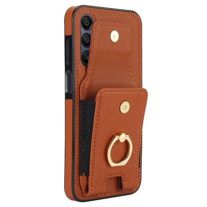 For Samsung Galaxy A15 4G / A15 5G Case Ring Kickstand Leather+TPU Cover with Card Holder