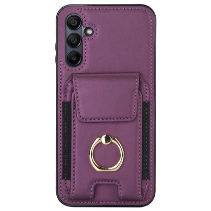 For Samsung Galaxy A15 4G / A15 5G Case Ring Kickstand Leather+TPU Cover with Card Holder