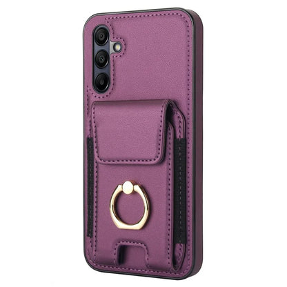 For Samsung Galaxy A15 4G / A15 5G Case Ring Kickstand Leather+TPU Cover with Card Holder