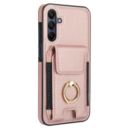 For Samsung Galaxy A15 4G / A15 5G Case Ring Kickstand Leather+TPU Cover with Card Holder