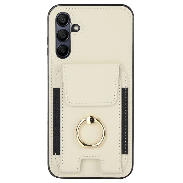 For Samsung Galaxy A15 4G / A15 5G Case Ring Kickstand Leather+TPU Cover with Card Holder