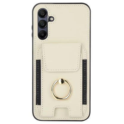 For Samsung Galaxy A15 4G / A15 5G Case Ring Kickstand Leather+TPU Cover with Card Holder