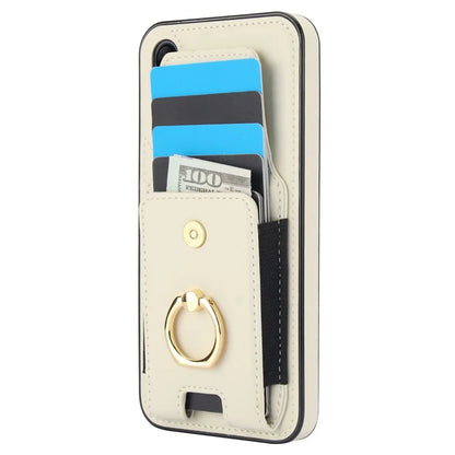 For Samsung Galaxy A15 4G / A15 5G Case Ring Kickstand Leather+TPU Cover with Card Holder