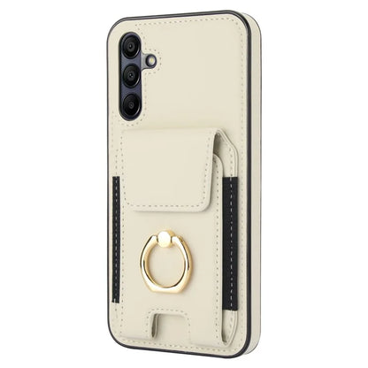 For Samsung Galaxy A15 4G / A15 5G Case Ring Kickstand Leather+TPU Cover with Card Holder
