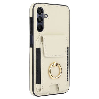 For Samsung Galaxy A15 4G / A15 5G Case Ring Kickstand Leather+TPU Cover with Card Holder