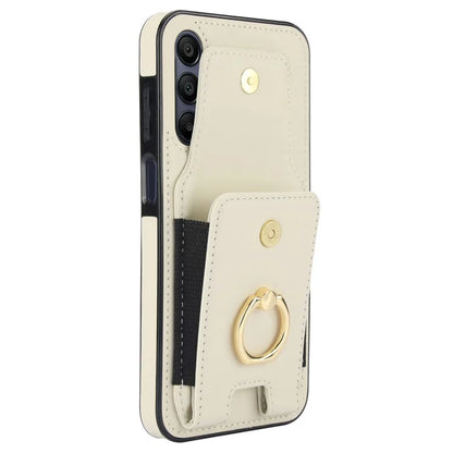 For Samsung Galaxy A15 4G / A15 5G Case Ring Kickstand Leather+TPU Cover with Card Holder