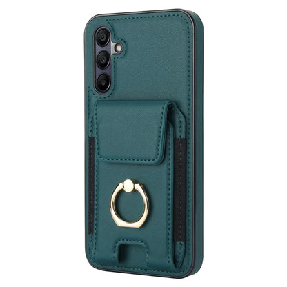 For Samsung Galaxy A15 4G / A15 5G Case Ring Kickstand Leather+TPU Cover with Card Holder